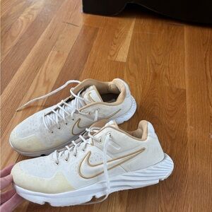 Nike Women's Cream and Tan Sneakers